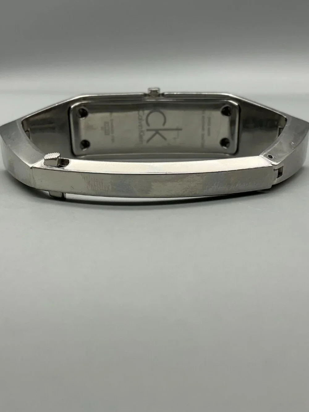 Calvin Klein Women Watch 16mm Stainless Black Rectangle Swiss New Battery 6.5